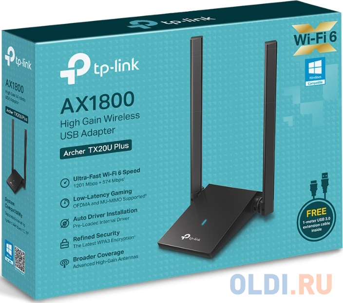 AX1800 Двухдиапазонный Wi-Fi 6 USB-адаптер высокого усиления фото