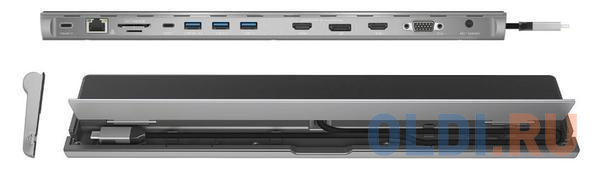 Док-станция j5create USB-C с поддержкой трёх дисплеев. Интерфейс: USB-C. Порты: HDMI x 2, DisplayPort, VGA, USB-C Downstream, USB-C™Power, RJ45, USB-A 3.1 x 3, SD, microSD, Combo Jack 3.5 мм JCD543 - фото 4