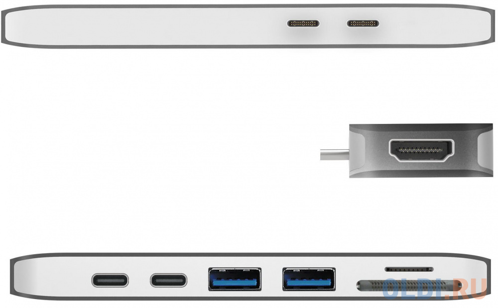 Мини док-станция j5create USB-C ULTRADRIVE MINIDOCK. Интерфейс: Thunderbolt 3 USB-C x 2. Порты: Thunderbolt 3 USB-C, USB-C, HDMI, SD, microSD, USB-A x 2 JCD382 - фото 3
