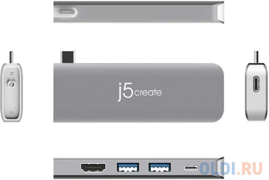 Модульная док-станция j5create ULTRADRIVE Kit USB-C с поддержкой двух дисплеев. Порты модульной док-станции: USB-C PD 3.0, USB-C 3.1, HDMI, USB-A 3.1 JCD387 - фото 2