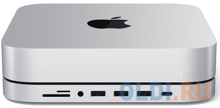 USB док станция с подставкой Satechi Mac Mini Stand & Hub для Mac Mini. Порты: 1x USB-C, 3 x USB, 3,5mm AUX, SD, microSD. Цвет: серебристый ST-ABHFS - фото 4