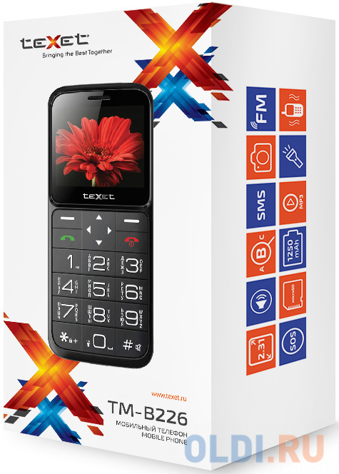 teXet TM-B226 черный-красный Мобильный телефон от OLDI