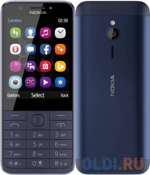 Мобильный телефон Nokia 230 Dual Sim Blue RM-1172, 2.8'' 320x240, 16MB RAM, 32MB, up to 32GB flash, 2Mpix, 2 Sim, 2G, BT, 1200mAh, 92g