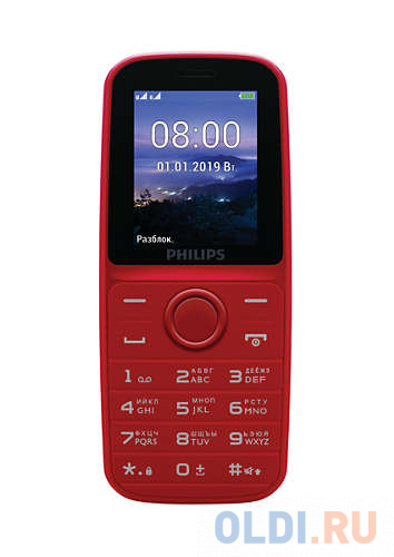 

Телефон Philips Xenium E109 красный 1.77"