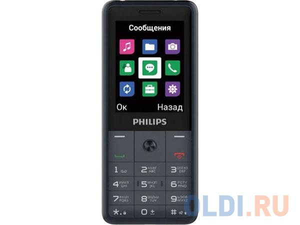 

Мобильный телефон Philips E169 Xenium (Dark Gray) 2SIM/2.4"/320x240/Слот для карт памяти/MP3/FM-радио/1600 мАч