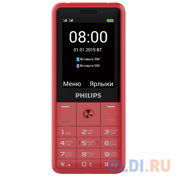 

Мобильный телефон Philips E169 красный 2.4" Bluetooth