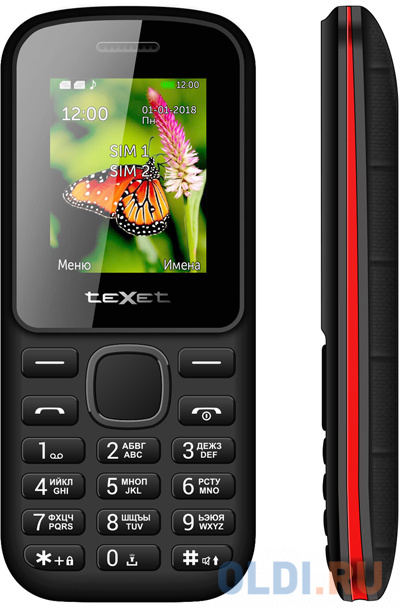 Мобильный телефон Texet 130-TM черный красный 1.77&quot; Bluetooth от OLDI