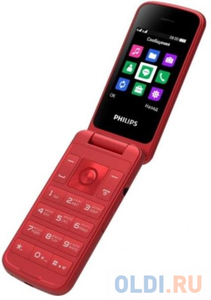 Мобильный телефон Philips E255 Xenium красный раскладной 2.4&quot; 240x320 0.3Mpix GSM900/1800 GSM1900 MP3 от OLDI