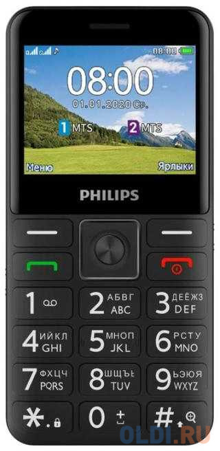 Телефон Philips E207 черный мобильный телефон philips e207 xenium синий 867000174125