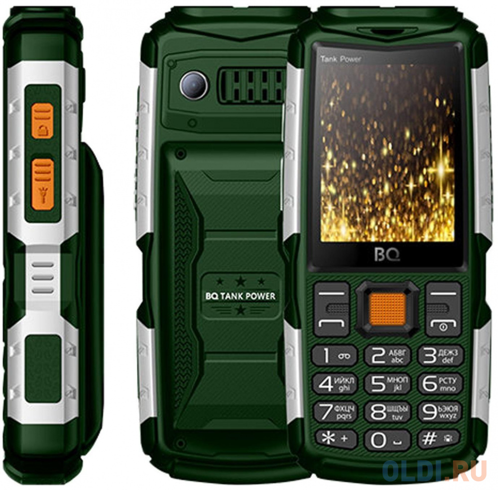 Мобильный телефон BQ 2430 Tank Power зеленый серебристый 2.4