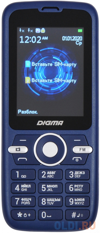 Мобильный телефон Digma B240 Linx 32Mb синий моноблок 2Sim 2.44" 240x320 0.08Mpix GSM900/1800 FM microSD фото