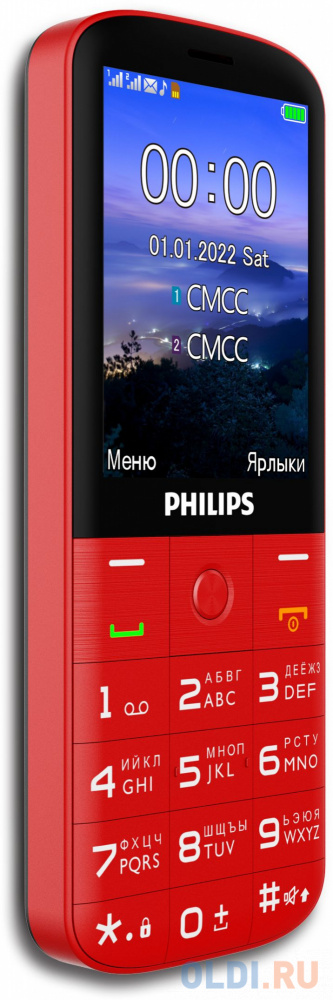 Телефон Philips E227 красный фото