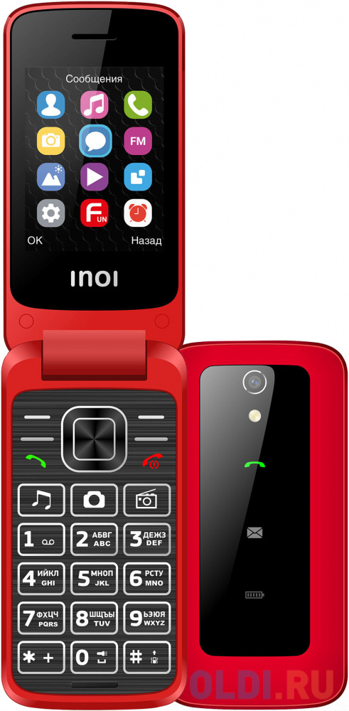 INOI 245R Black Мобильный телефон мобильный аккумулятор buro bpf30d 30000mah 3a qc pd 22 5w bpf30d22pbk