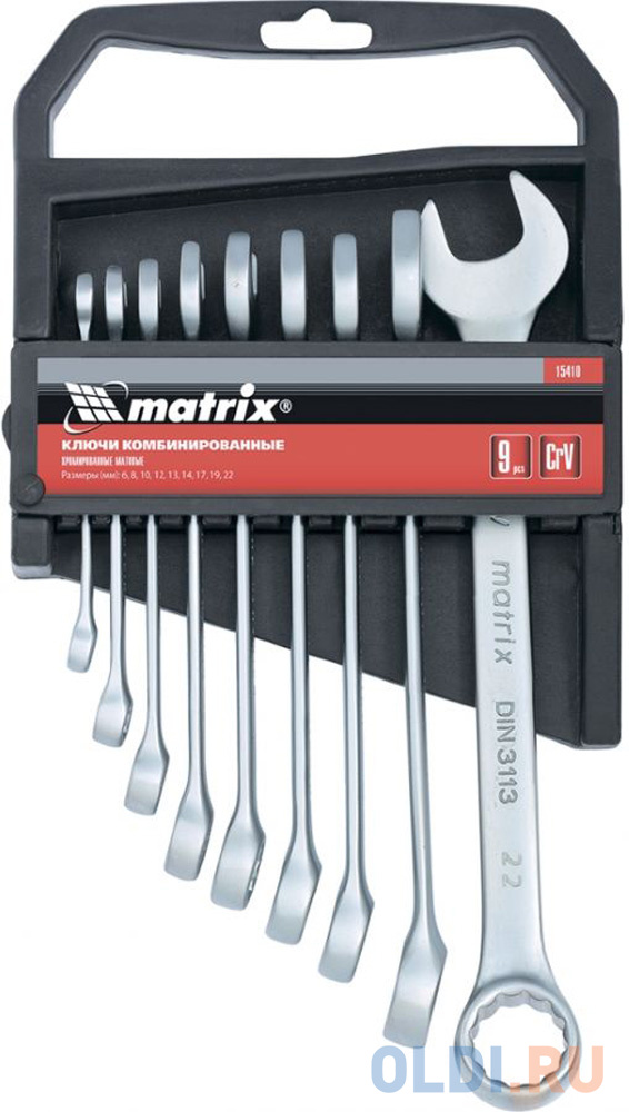 

Набор комбинированных ключей MATRIX 15410 (6 - 22 мм) 9 шт.