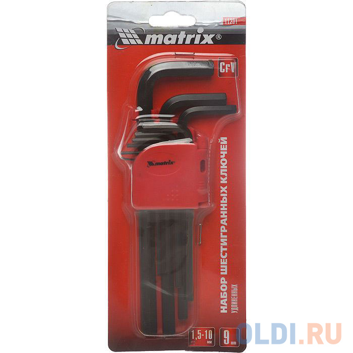 

Набор ключей MATRIX 11231 имбусовых hex 1.5–10мм crv 9шт удлиненные