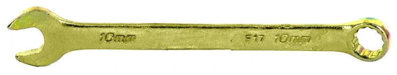 Ключ комбинированный, 10 мм, желтый цинк// Сибртех