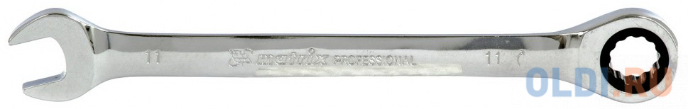 Ключ комбинированный трещоточный, 11мм, CrV, зеркальный хром// Matrix ключ разводной matrix 15505 0 30 мм 250мм