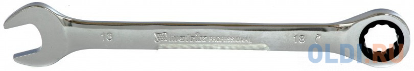 Ключ комбинированный трещоточный, 18мм, CrV, зеркальный хром// Matrix ключ комбинированный трещоточный 16 мм gross