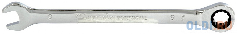 Ключ комбинированный трещоточный, 9мм, CrV, зеркальный хром// Matrix ключ комбинированный трещоточный 13 мм gross
