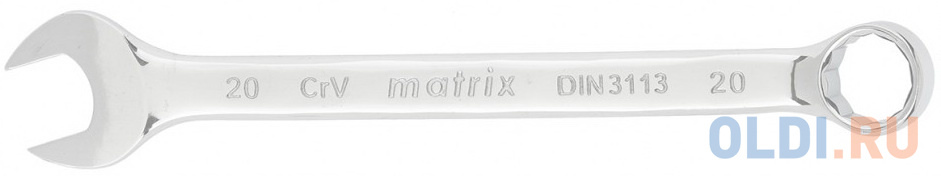 Ключ комбинированный, 20 мм, CrV, полированный хром// Matrix комбинированный ключ matrix 15163