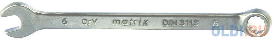 Ключ комбинированный, 6 мм, CrV, матовый хром// Matrix комбинированный ключ matrix 15163