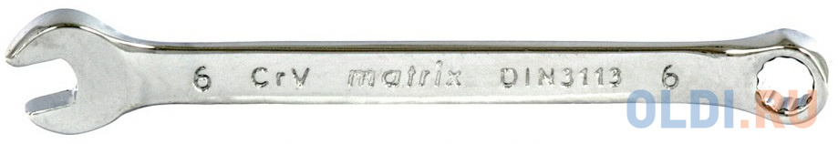 Ключ комбинированный, 6 мм, CrV, полированный хром// Matrix комбинированный ключ matrix 15163