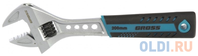 Ключ разводной Gross 15561 200 мм,CrV, двухкомпонентная ручка ключ разводной gross 15569 0 30 мм 250мм