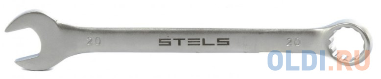 Ключ комбинированный, 20 мм, CrV, матовый хром// Stels ключ шарнирный 10х11 мм crv 12 гран stels