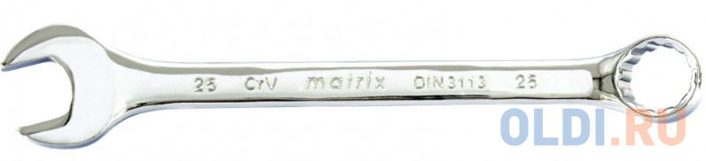 Ключ комбинированный, 25 мм, CrV, полированный хром// Matrix комбинированный ключ matrix 15163