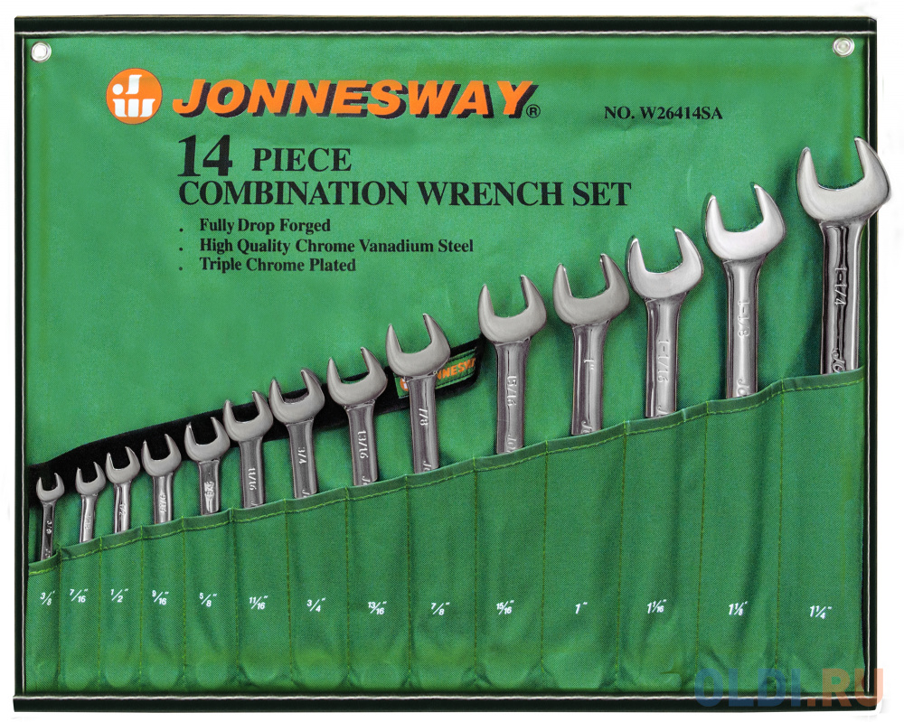 

Набор комбинированных ключей JONNESWAY W26414S (9.5 - 31.75 мм) 14 шт.