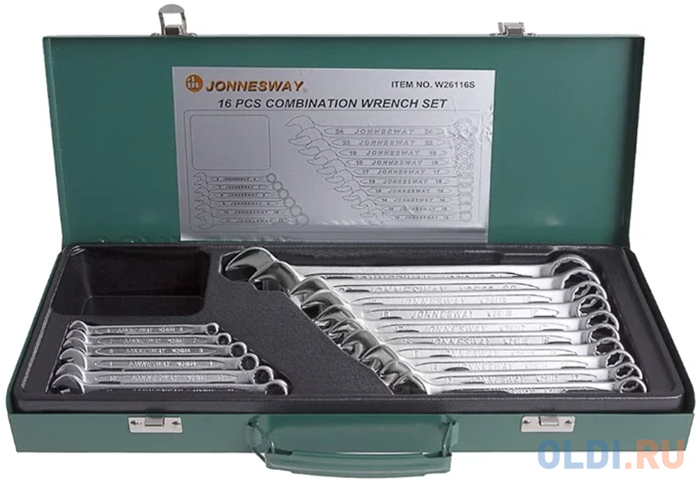 Набор комбинированных ключей JONNESWAY W26116S (6 - 24 мм)  16 шт. 47403