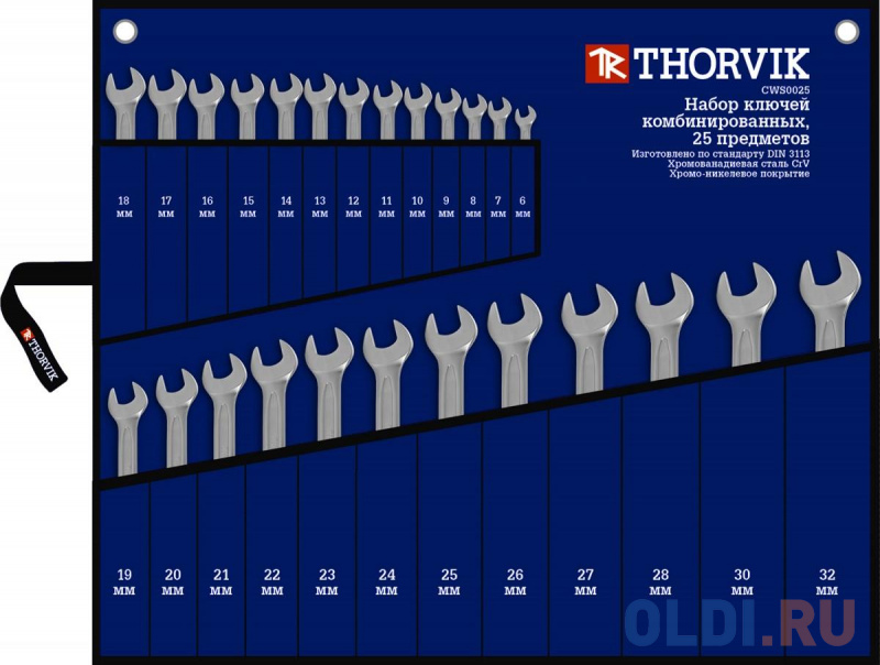 

Набор комбинированных ключей THORVIK CWS0025 (6 - 32 мм) 25 шт.