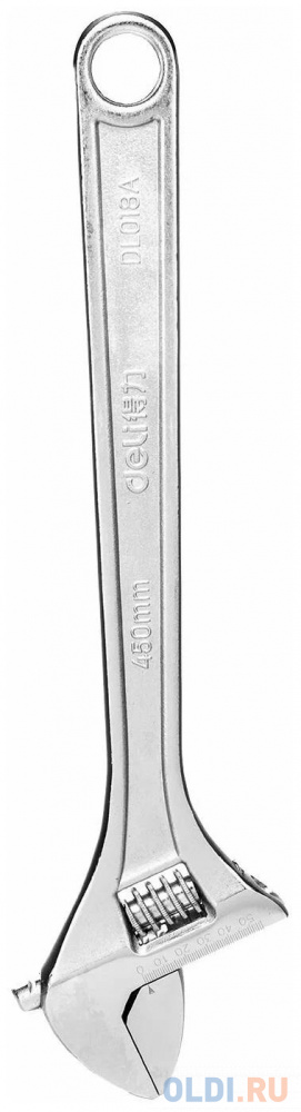 Разводной ключ Deli DL018A 18&quot; Длина: 450 мм. Регулируемый размер зажима: 0-55 мм. Кованая специальная инструментальная сталь. Хромированная фото