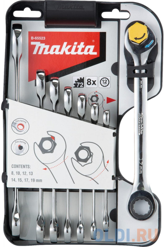 

Набор ключей комбинированных 8 шт. (8, 10, 12, 13, 14, 15, 17, 19мм) Makita