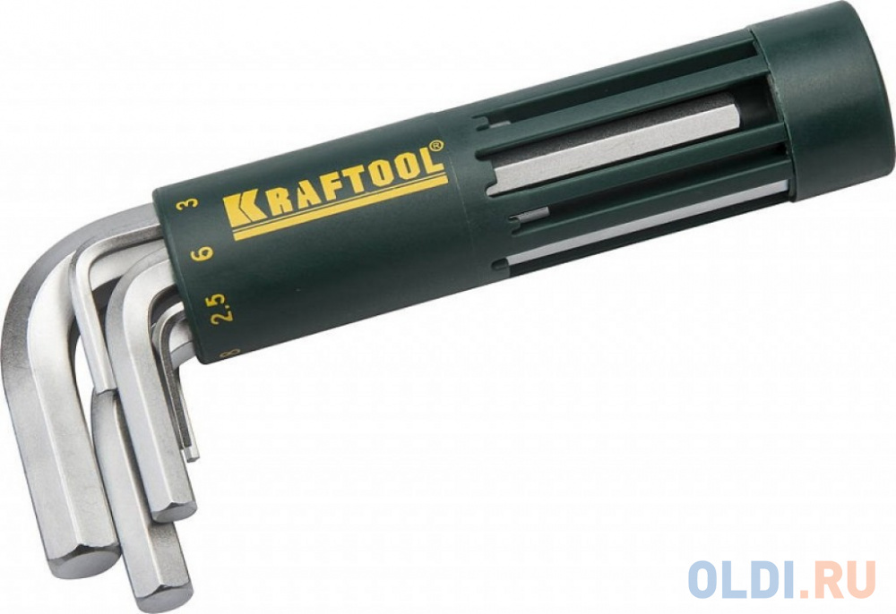 Набор KRAFTOOL EXPERT 27430-1_z01  короткие. Cr-Mo сталь. держатель-рукоятка. HEX 2-10мм. 8 пред