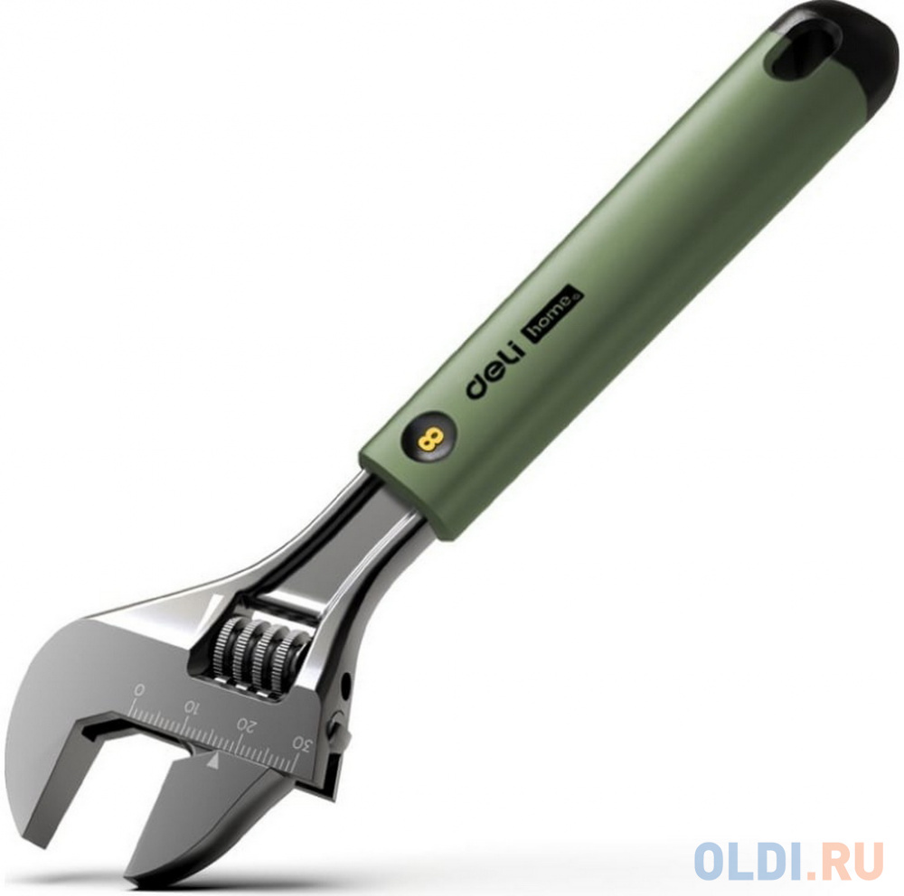 Разводной ключ "Home Series Green" Deli HT1508L  200мм, эксклюзивный дизайн, рукоятка - высококачественный софттач пластик