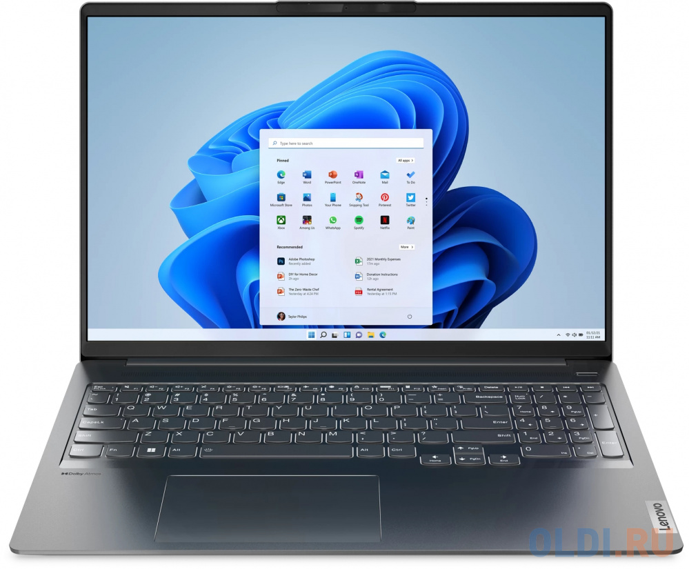 Ноутбук Lenovo IdeaPad 5 Pro 16IAH7 16" 2560x1600 Intel Core i5-12500H SSD 512 Gb 16Gb WiFi (802.11 b/g/n/ac/ax) Bluetooth 5.1 Arc A370M 4096 Мб