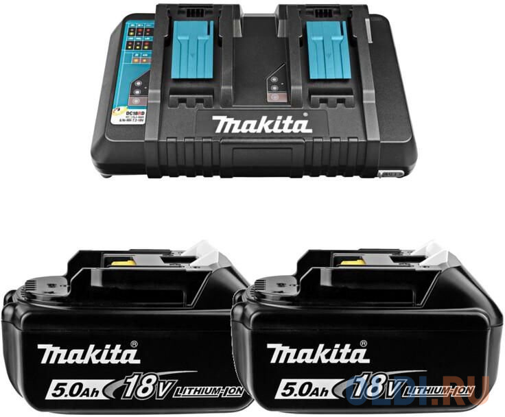 Аккумулятор+з\\у MAKITA 191L75-3  DC18RD-1шт+BL1850B-2шт,18В,5.0Ач,Li-ion,кор аккумулятор для makita li ion инструмент makita