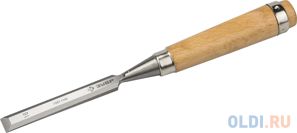 Стамеска-долото ЗУБР 18096-16  Классик с деревянной ручкой, хромованадиевая, 16мм