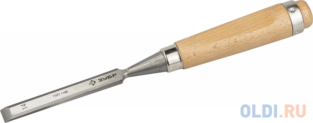 Стамеска-долото ЗУБР 18096-14  Классик с деревянной ручкой, хромованадиевая, 14мм