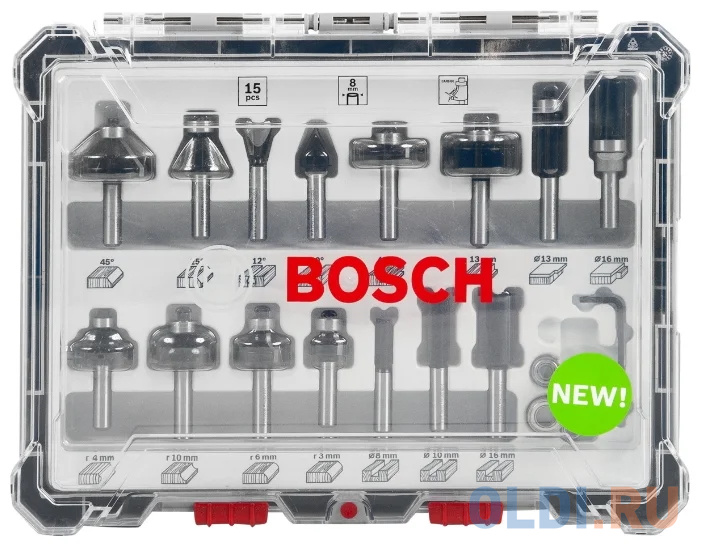 

Набор фрез BOSCH смешанный 8мм. 15шт. (2607017472)