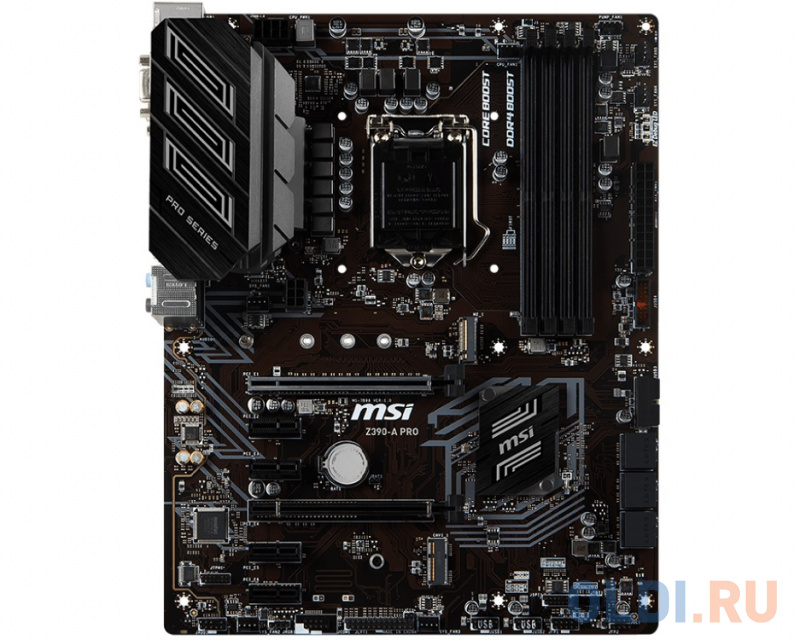 

Материнская плата MSI Z390-A PRO <S1151v2, Z390, 4xDDR4, 2xPCI-Ex16, 4xPCI-Ex1, D-Sub, DVI, DP, SATA III+RAID, M.2, USB 3.1, GB Lan, ATX, Retail