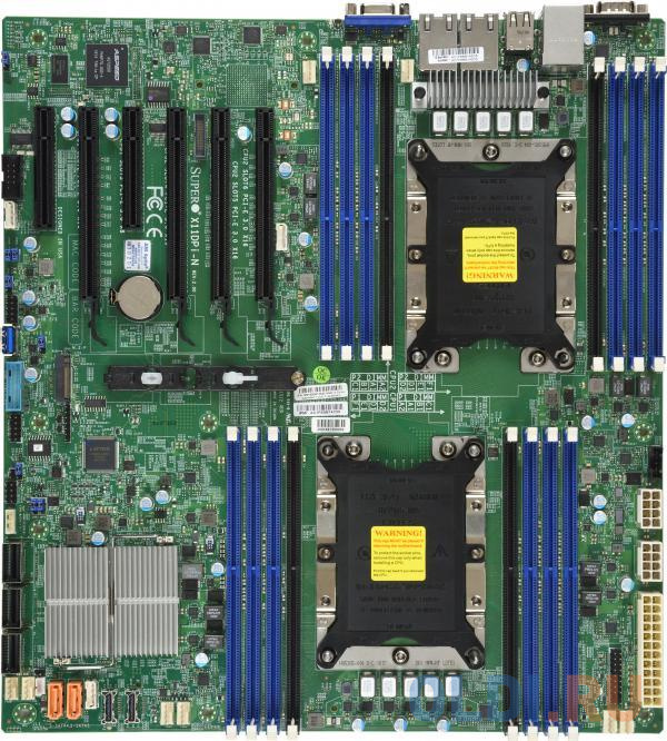 Мат плата Supermicro MBD-X11DPI-NT-O 2xLGA3647, iC621, 16xDDR4, 14xSATA3 (RAID 0/1/10/5), 2x10GbE, IPMI, 6xPCIE3.0, M.2, 5xUSB3.0, 2xCOM, VGA, EATX - фото 1