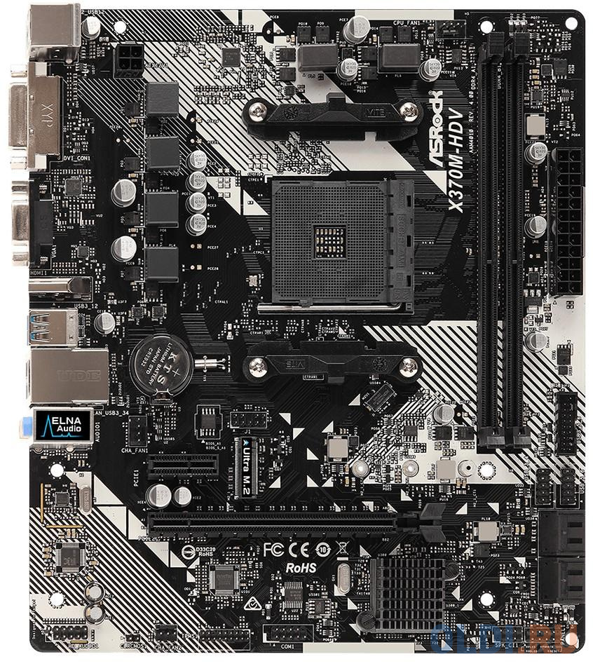 Материнская плата ASRock X370M-HDV R4.0 Socket AM4 AMD X370 2xDDR4 1xPCI-E 16x 1xPCI-E 1x 4 mATX Retail от OLDI