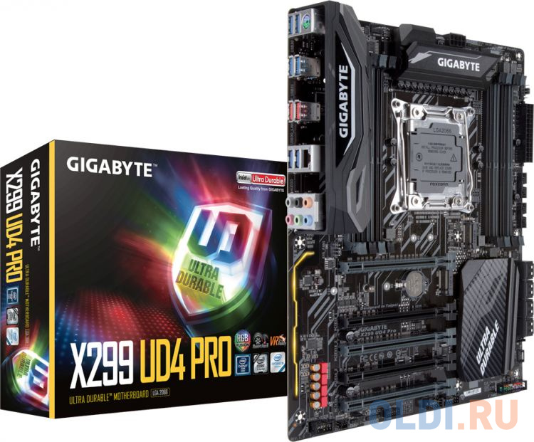 Материнская плата GIGABYTE X299 UD4 PRO <S2066, X299, 8*DDR4 DIMM, 5xPCI-Ex16, SATA III+RAID, M.2, GB Lan, USB3.1, ATX, Retail фото