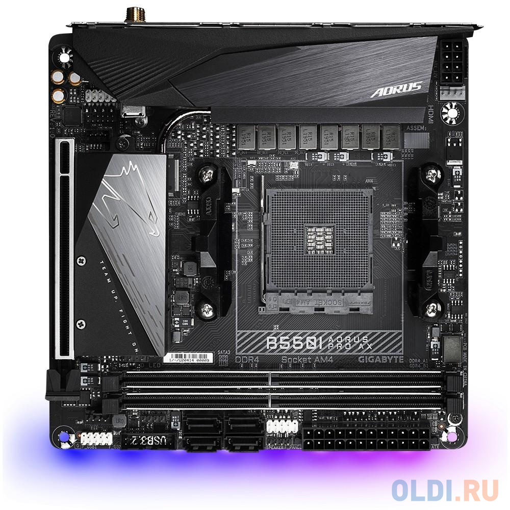 Материнская плата GigaByte B550I AORUS PRO AX материнская плата gigabyte x299 ud4 pro s2066 x299 8 ddr4 dimm 5xpci ex16 sata iii raid m 2 gb lan usb3 1 atx retail