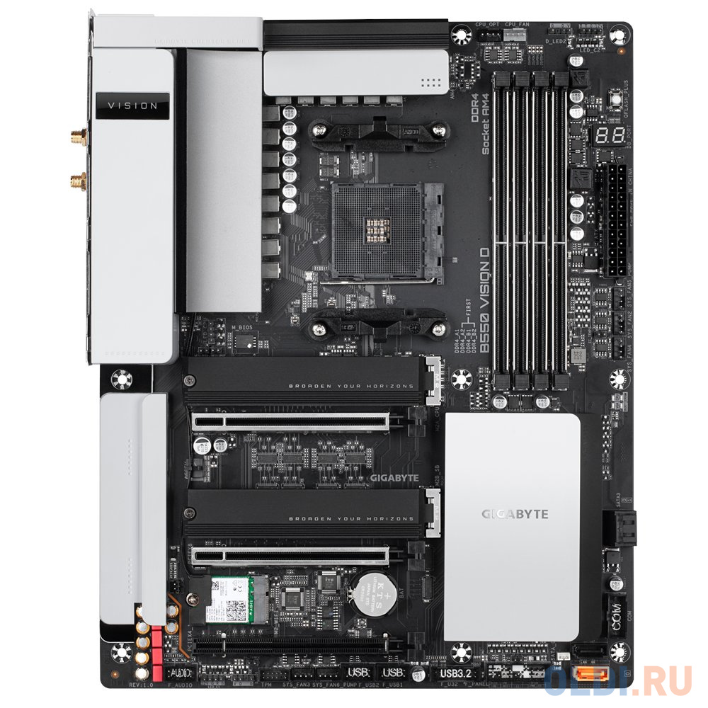 

Материнская плата Gigabyte B550 VISION D Soc-AM4 AMD B550 4xDDR4 ATX AC`97 8ch(7.1) 2xGgE RAID+HDMI+DP
