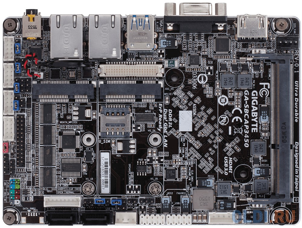 

Материнская плата Gigabyte GA-SBCAP3450 1xDDR3L SBC AC`97 2ch 2xGgE+VGA+HDMI
