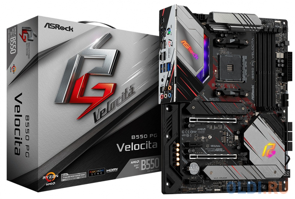 Материнская плата ASRock B550 PG VELOCITA Socket AM4 AMD B550 4xDDR4 2xPCI-E 16x 2xPCI-E 1x 6 ATX Retail фото