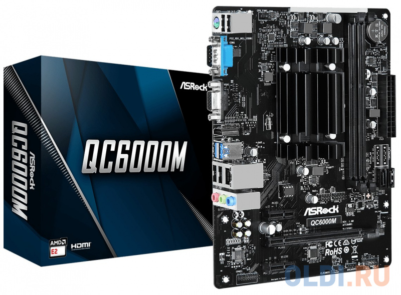 Материнская плата ASRock QC6000M с процессором AMD 2xDDR3 1xPCI-E 16x 2xPCI-E 1x 2 mATX Retail фото